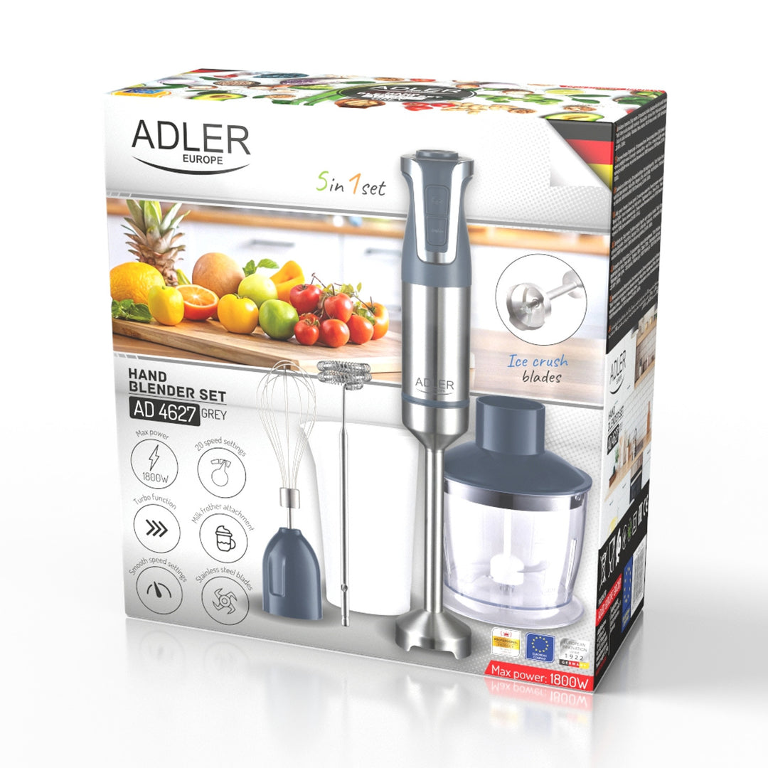Adler hand blender, multifunction, 1800W power, grey, turbo function, AD 4627 g
