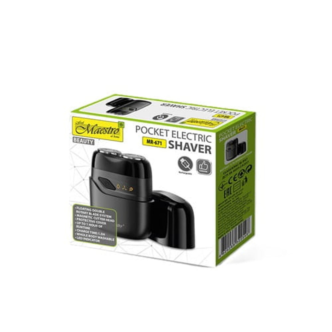 Maestro electric shaver, 2 heads, USB C charging, run time up to 60 minutes, easy cleaning, MR-671