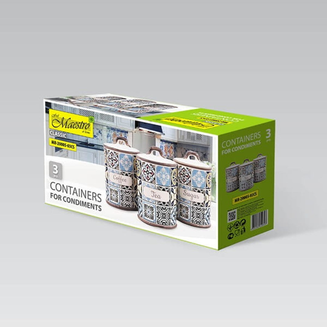 Holiday in Porto Maestro ceramic container set, 3 pieces, 800ml capacity, silicone seal, MR-20005-03CS