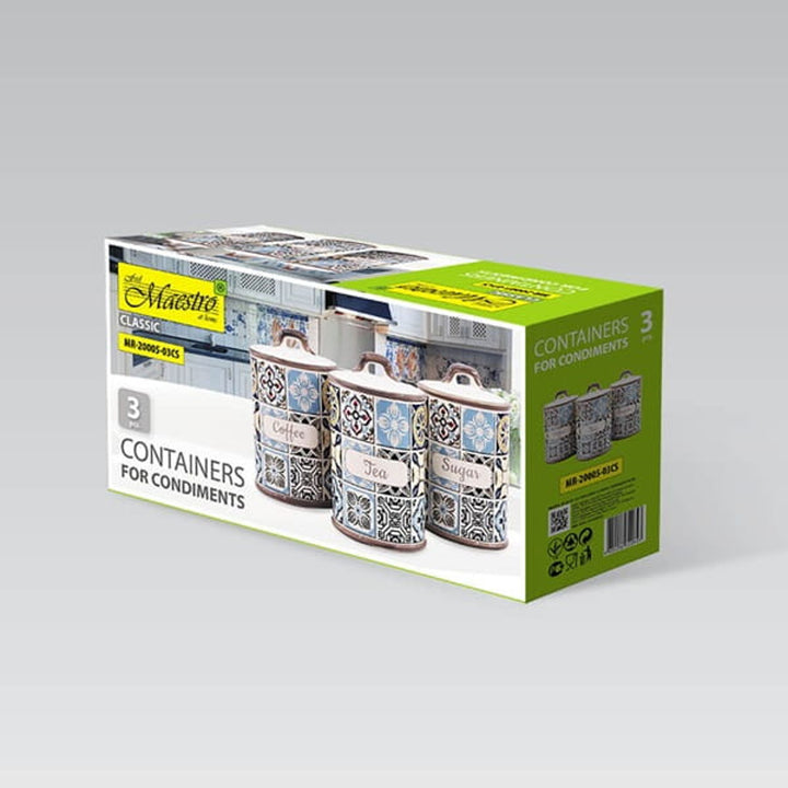 Holiday in Porto Maestro ceramic container set, 3 pieces, 800ml capacity, silicone seal, MR-20005-03CS