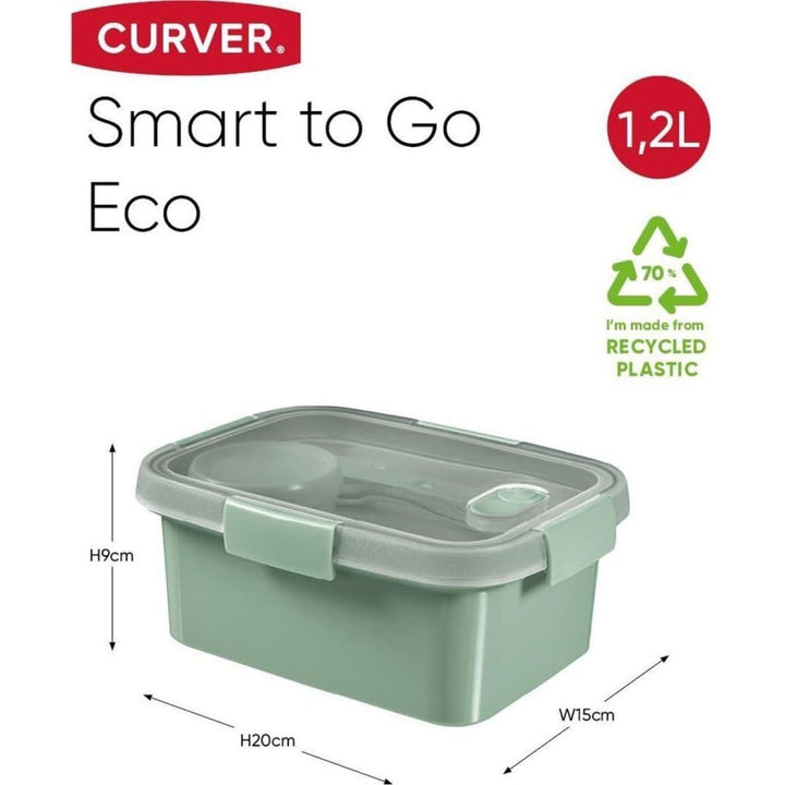 Curver food container, leak-proof lid, valve in lid, 100% recycled, can be used in microwave, 250003