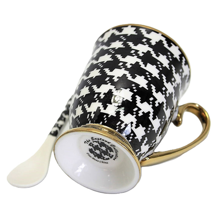 Mug Pepit Gold Handle Base Spoon Porcelain Exclusive, Queen Isabel