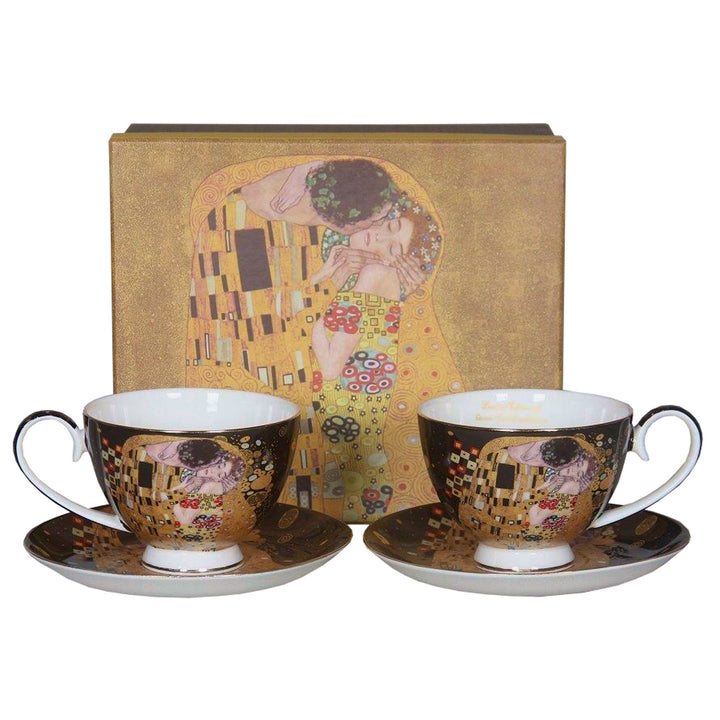 Set of 2 Queen Isabell porcelain cups, Klimt's Kiss motif, 250ml, W8KL356-22383