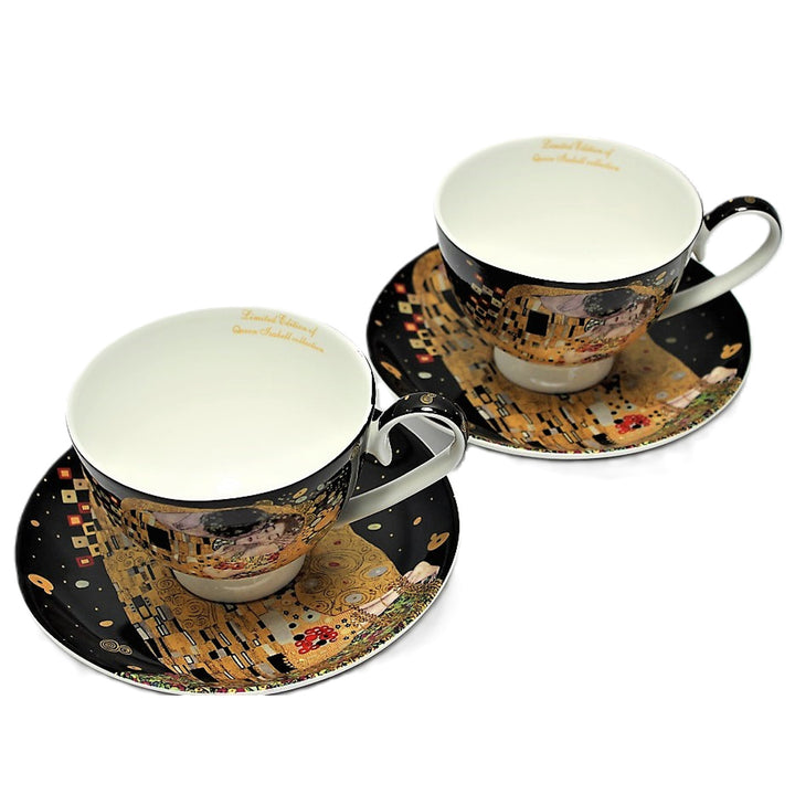 Set of 2 Queen Isabell porcelain cups, Klimt's Kiss motif, 250ml, W8KL356-22383