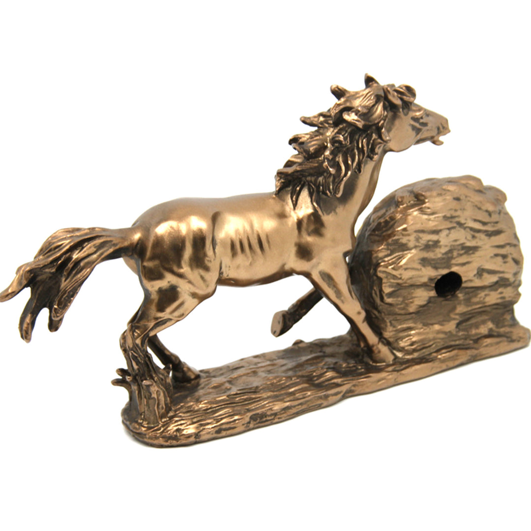 Galloping Horse Figurine, Clock, Brown Table Decoration, Queen Isabel