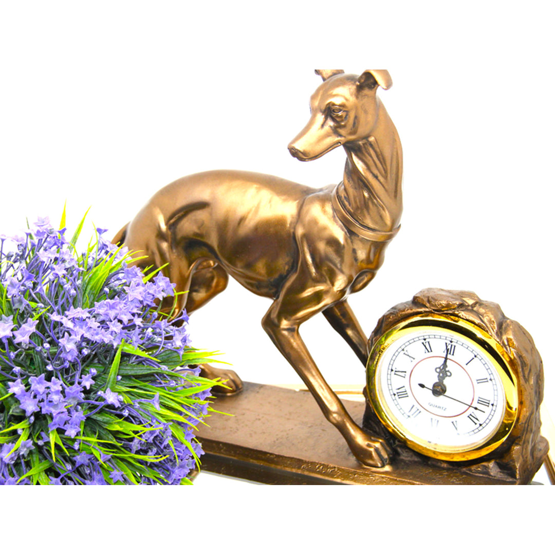 Dog Figurine, Chart, Clock, Bronze Decorative Sculpture, Queen Isabel
