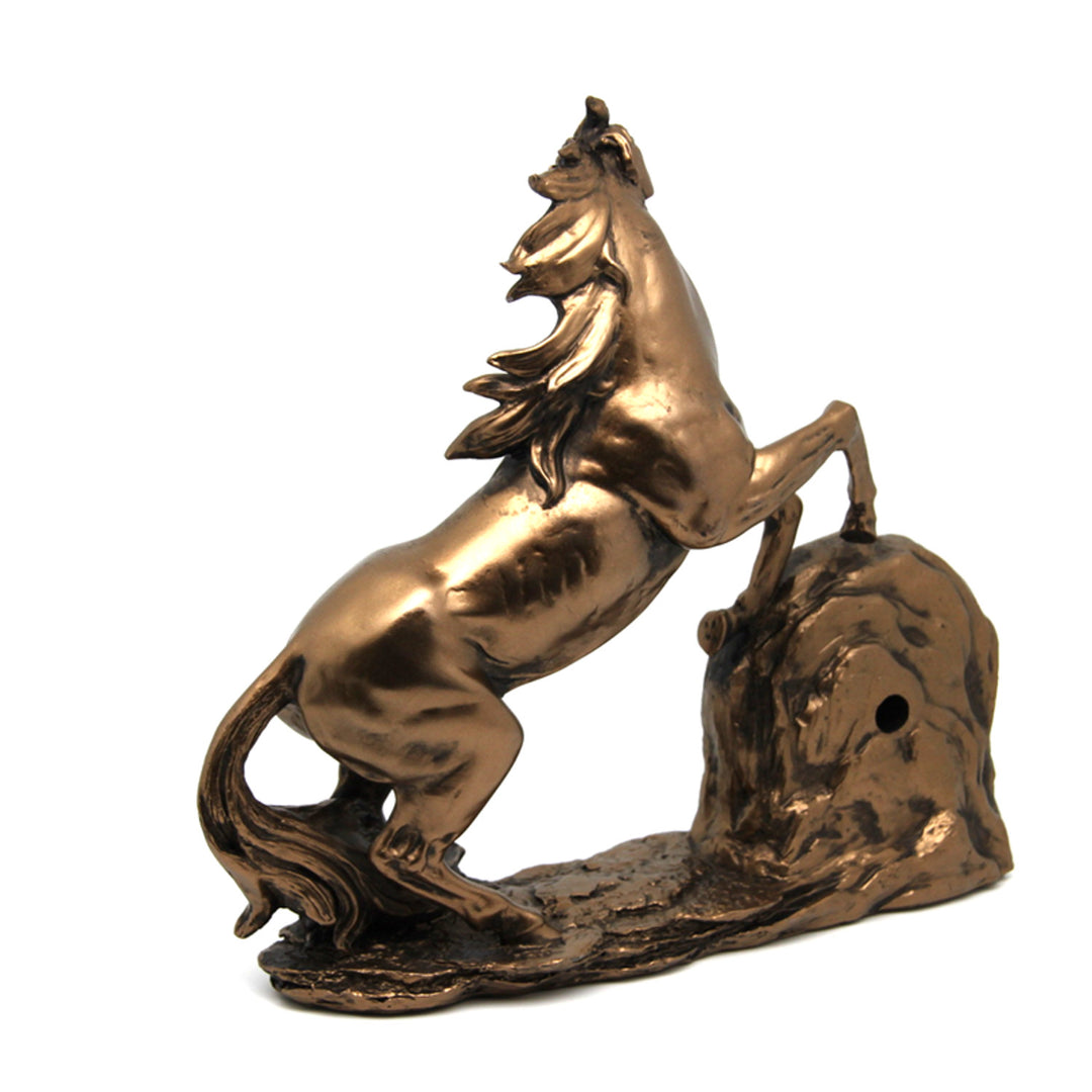 Climbing horse figurine, clock, bronze sculpture, Roman numerals, Queen Isabel