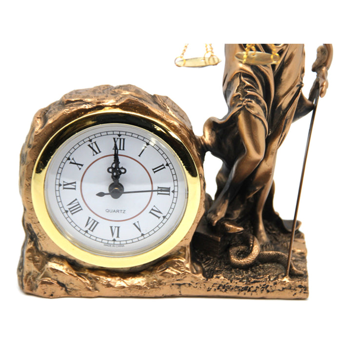 Figurine of Temida Goddess of Justice, clock, Queen Isabel