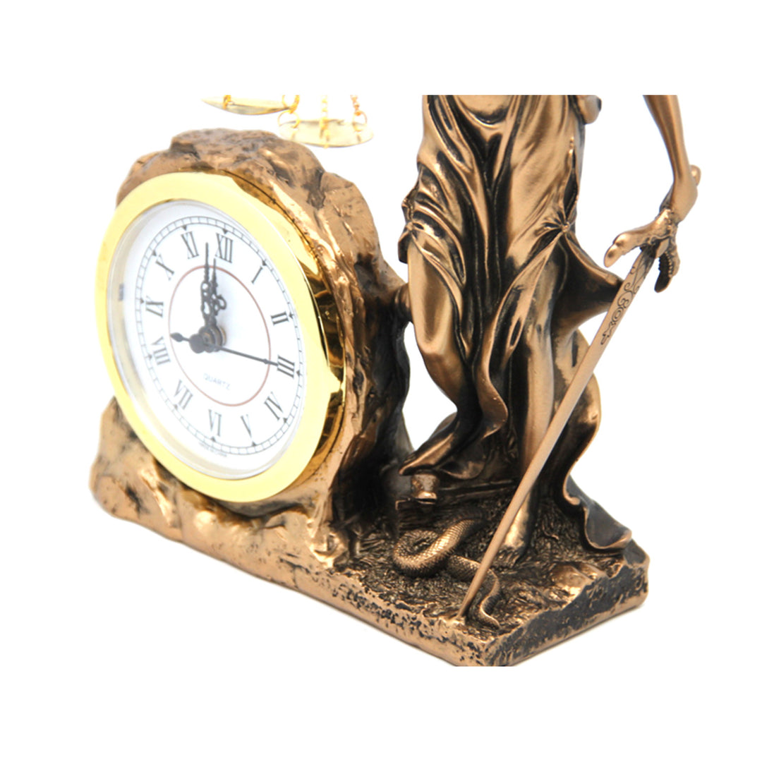 Figurine of Temida Goddess of Justice, clock, Queen Isabel