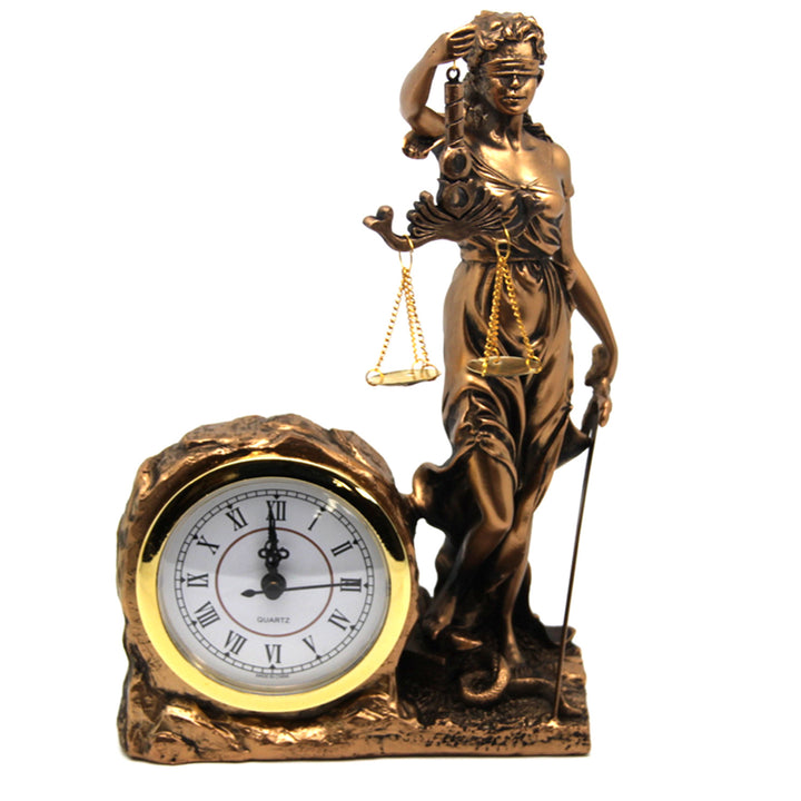 Figurine of Temida Goddess of Justice, clock, Queen Isabel