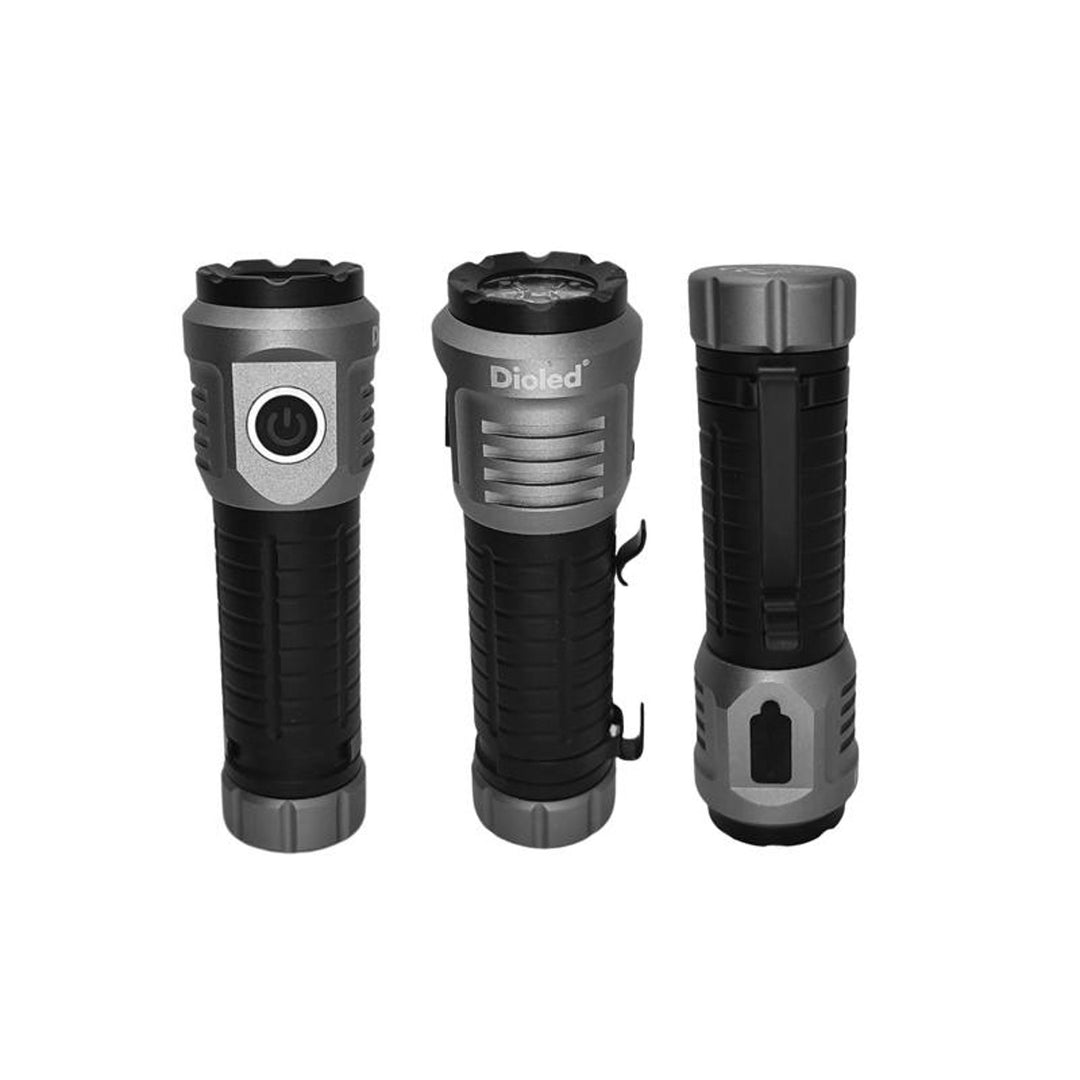 Dioled LED handheld flashlight, USB type C charging, brightness up to 2000lm, rechargeable battery included, LXL0485