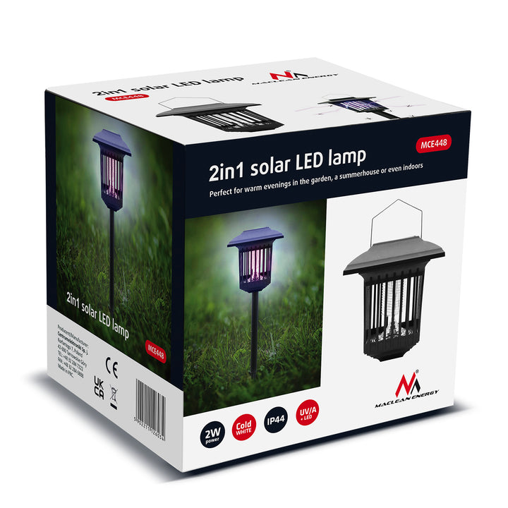Maclean Solar LED Insektizidleuchte, IP44, LED/UV, 2*AA Ni-MH 200 mAh Akku, Solar 2V DC MCE448, 4 Stück