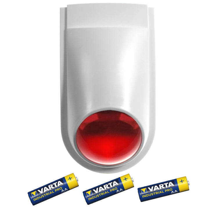 Dummy alarmsirene met LED, AL2030 + 3x AA Varta industriële batterijen