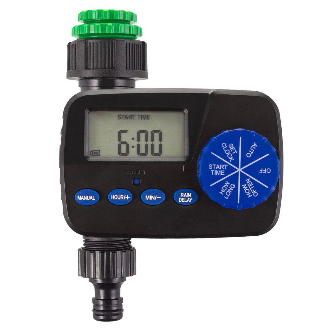 Controlador electrónico de riego GreenBlue, programador, fuente de alimentación 2x1,5V AA, GB390 + 2x pila alcalina Varta Industrial AA