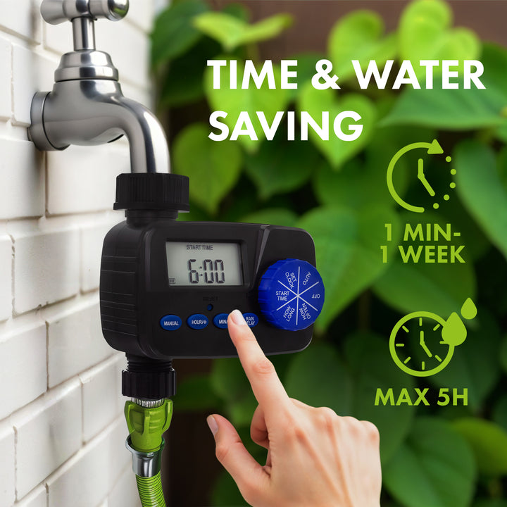 Controlador electrónico de riego GreenBlue, programador, fuente de alimentación 2x1,5V AA, GB390 + 2x pila alcalina Varta Industrial AA