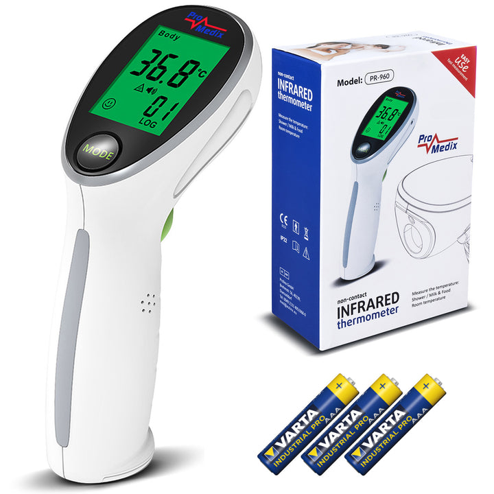 Promedix PR-960 non-contact infrared medical thermometer + 2x AAA Varta Industrial batteries