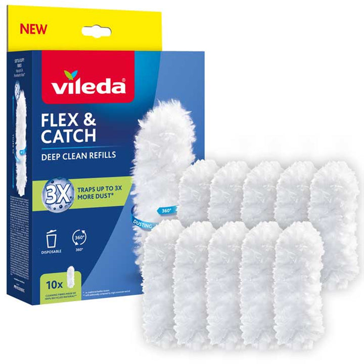 Vileda Flex&Catch dust broom cartridges, 10 pieces, 100% recycled fiber, 360° cartridge
