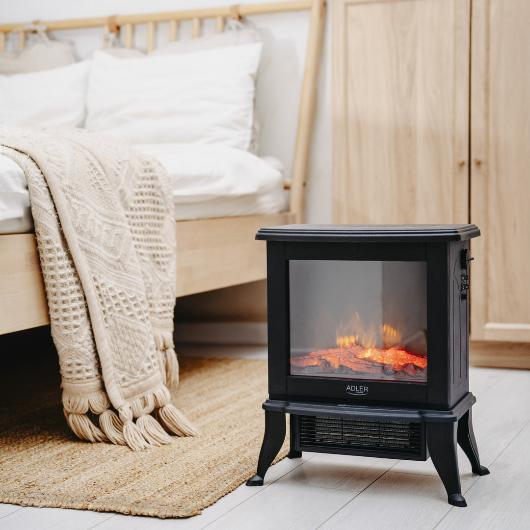 Adler electric fireplace, 2 heating levels, max power 1800W, thermostat, 3D flame effect, AD 7754