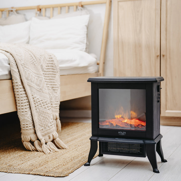 Adler electric fireplace, 2 heating levels, max power 1800W, thermostat, 3D flame effect, AD 7754