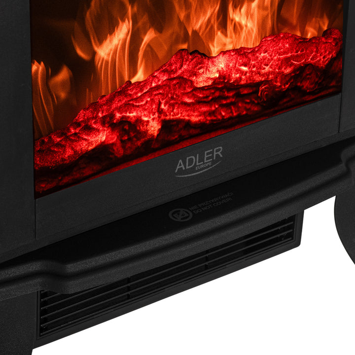 Adler electric fireplace, 2 heating levels, max power 1800W, thermostat, 3D flame effect, AD 7754