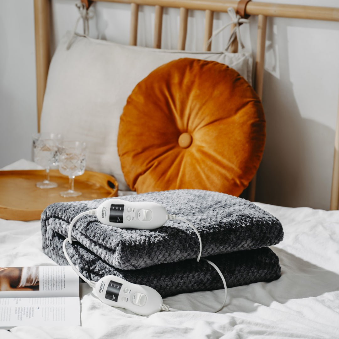 Camry electric blanket, for 2 people, dimensions 150x160cm, 8 heating levels, power 2 x 60W, grey, CR 7417
