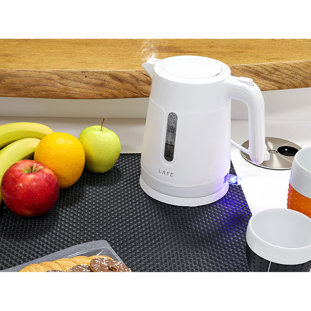 Lafe electric kettle, 1L capacity, 1500W power, white color, Essential S