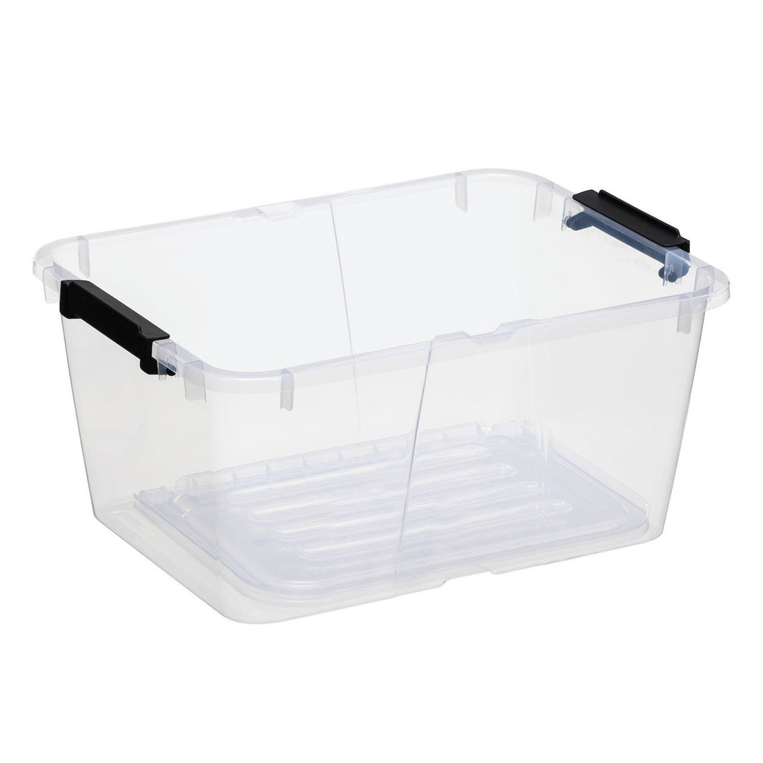 Plast Team Home Box Flex 15L double lid container, folding lid, safety clips, transparent, 23010800