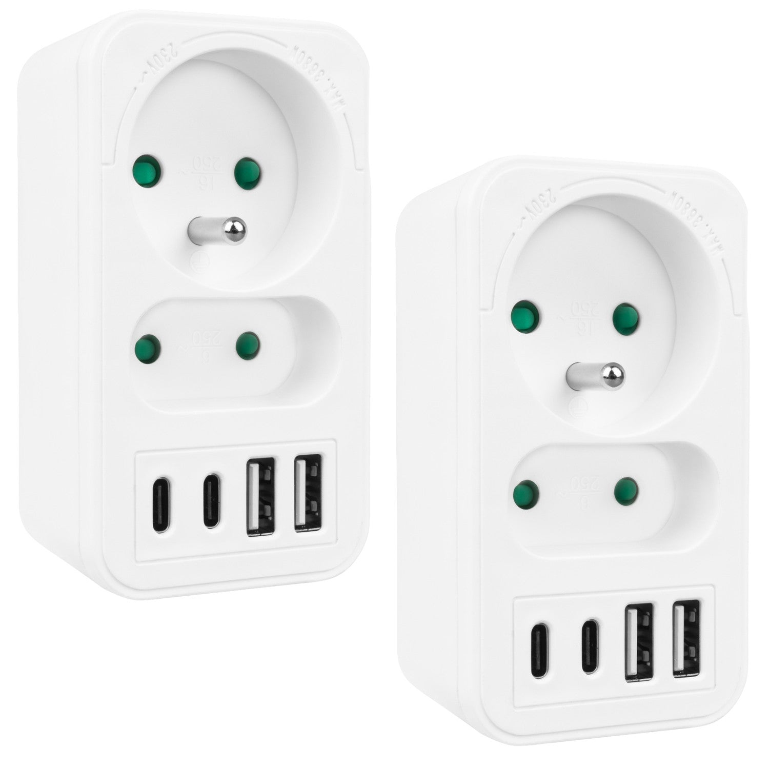 Current socket x2 + 4xUSB Maclean, splitter with 2 sockets, 2xUSB A, 2 ...