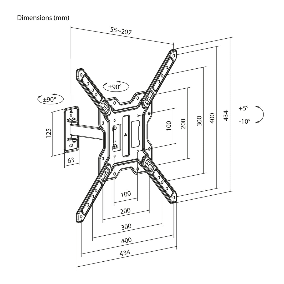Maclean TV or Monitor Mount / Bracket, max. 23–65", max. load 30 kg, universal, max. VESA 400x400, MC-758 N