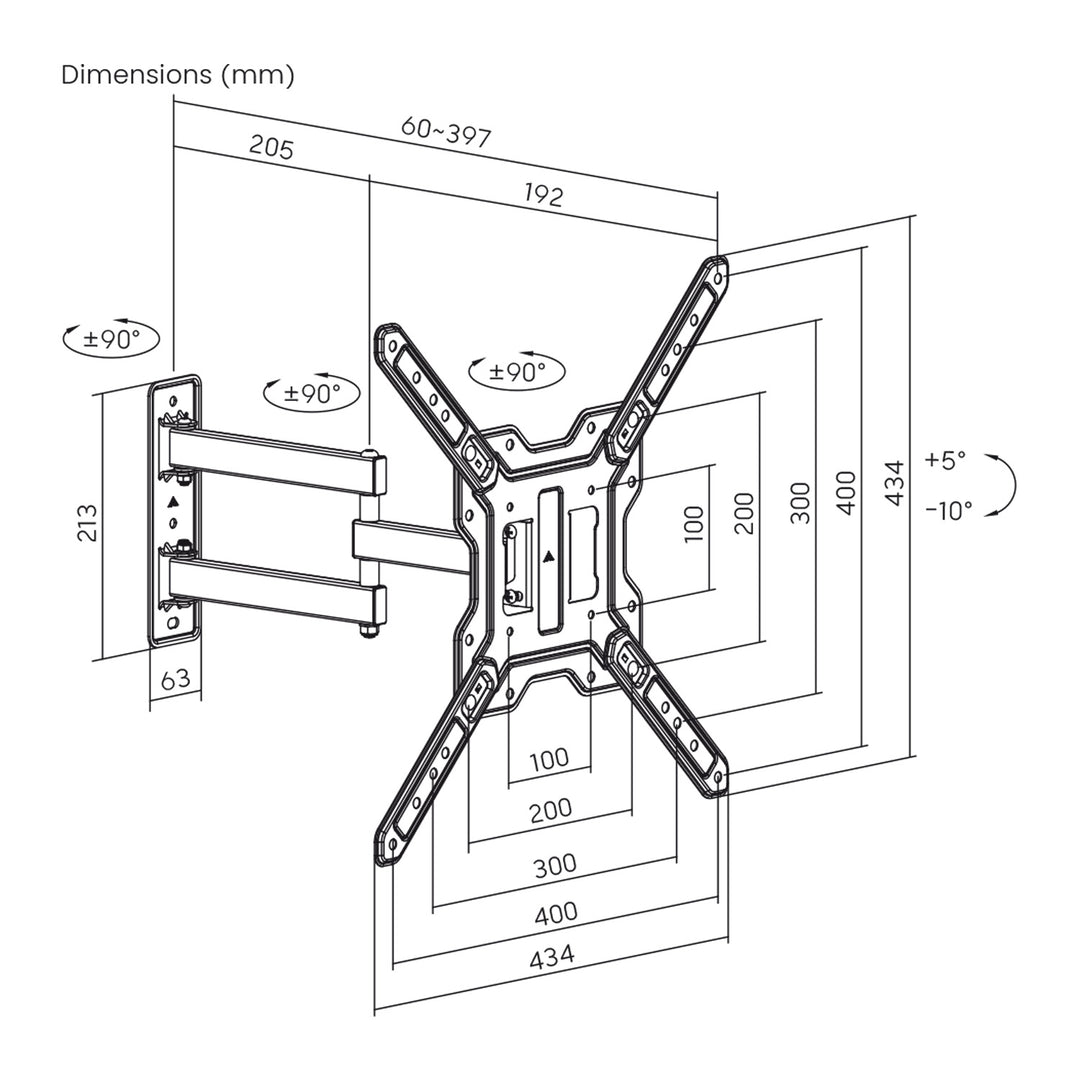 Support / fixation pour téléviseur ou écran Maclean, 23-65" max., charge max. 30 kg, universel, VESA 400x400 max., MC-759 N