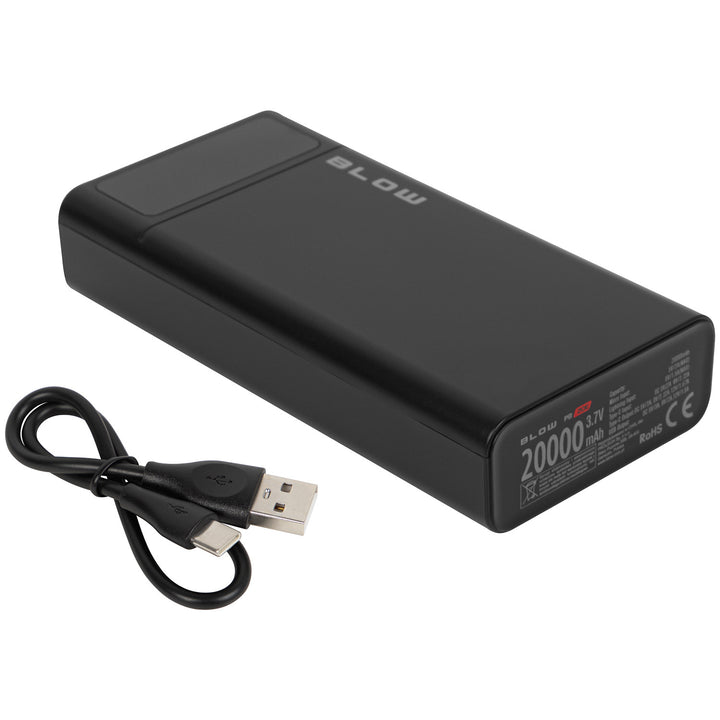 Powerbank 20.000 mAh PB20E Quick Charge 30, Power Delivery 20 W, schwarz, Blow