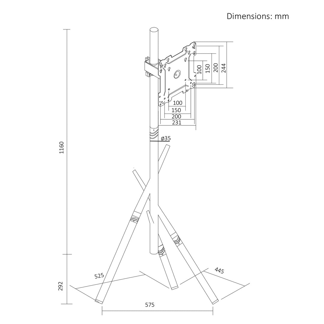 Maclean TV Floor Stand/Mount, 27–55", max. VESA 200x200, max. 60 kg, MC-181 B