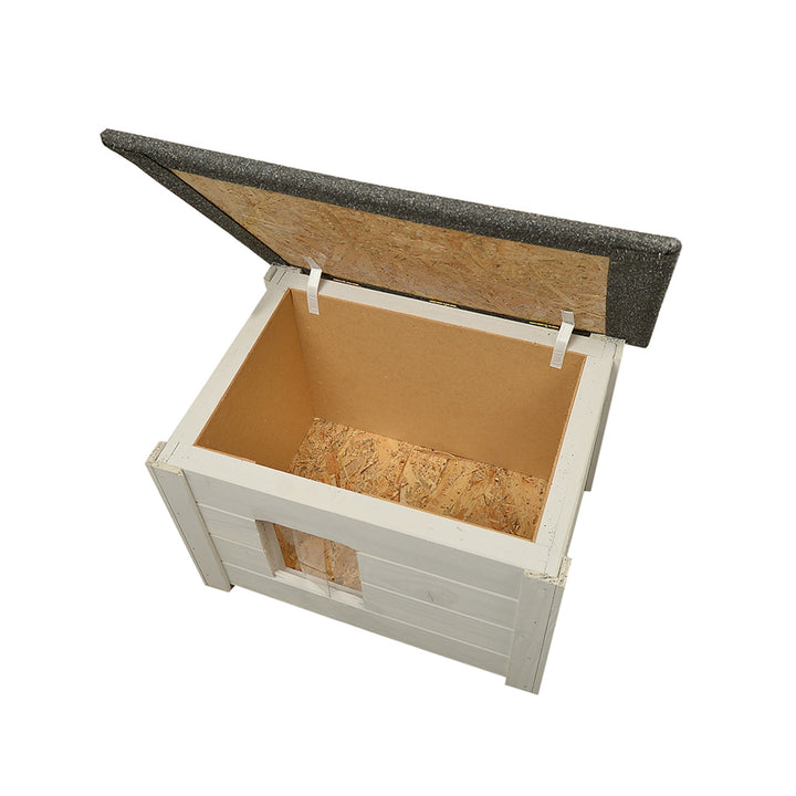 Kennel for dog, cat Woodok, insulated, spruce wood, light ash color + bed