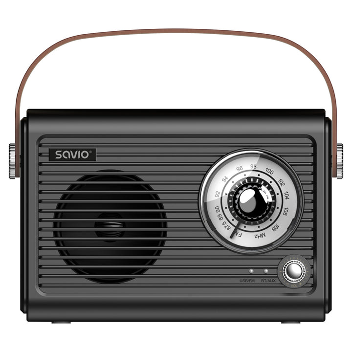 Savio portable FM radio, battery-powered, Bluetooth, AUX, SAVRS-01