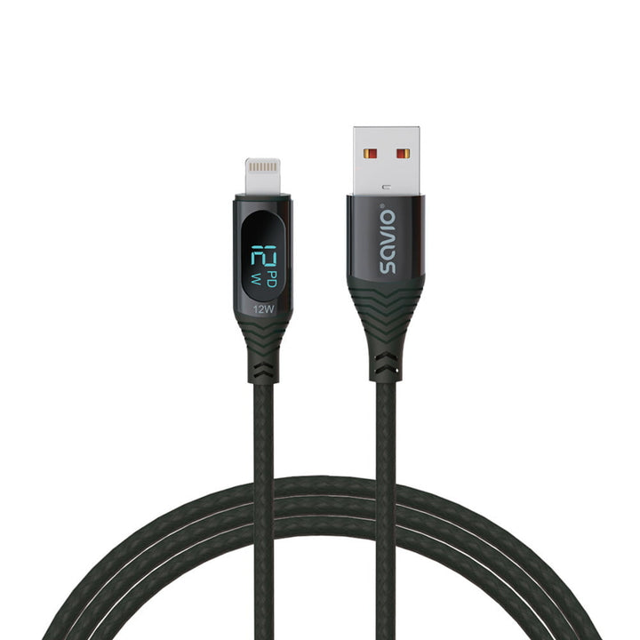 Savio USB to Lightning cable, digital display, length 1m, SAVKABELCL-173