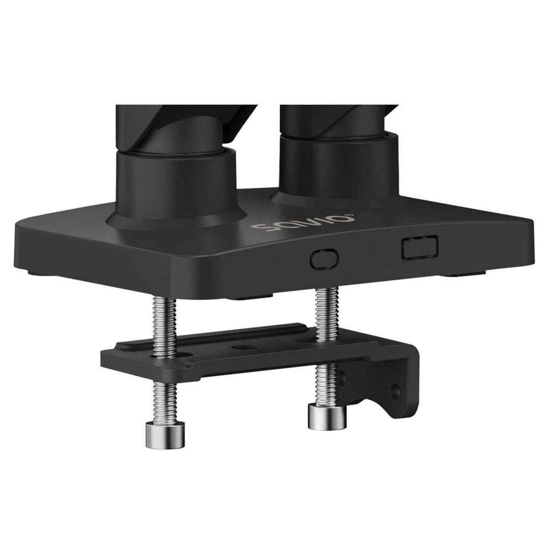 Savio double monitor desk mount, 17-32'', 9kg load per monitor, VESA, spring mechanism, black, SAVUM-04