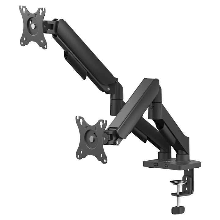 Savio double monitor desk mount, 17-32'', 9kg load per monitor, VESA, spring mechanism, black, SAVUM-04