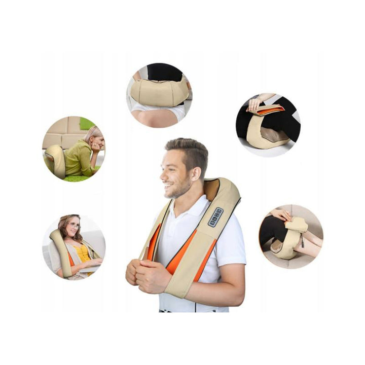 LTC Shiatsu 6D Schultermassagegerät, 3 Geschwindigkeiten, 5V, 24W, Heizfunktion, LED-Hintergrundbeleuchtung, rutschfeste Gurte