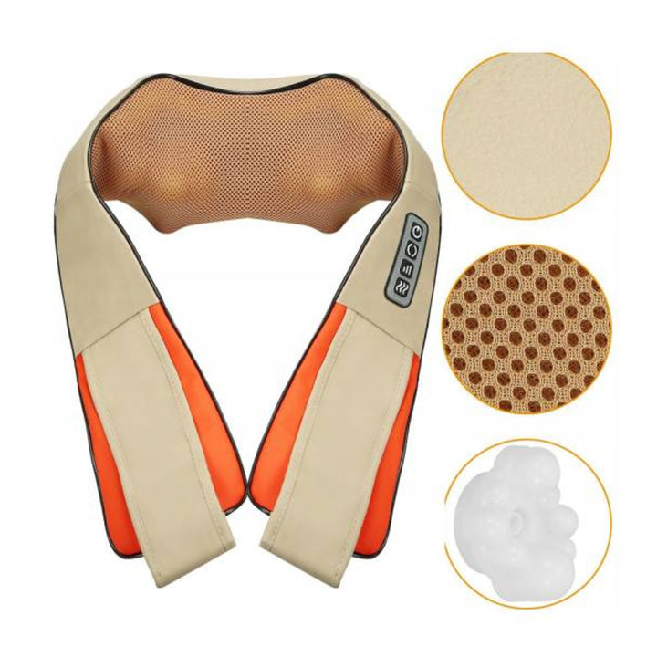 LTC Shiatsu 6D Schultermassagegerät, 3 Geschwindigkeiten, 5V, 24W, Heizfunktion, LED-Hintergrundbeleuchtung, rutschfeste Gurte