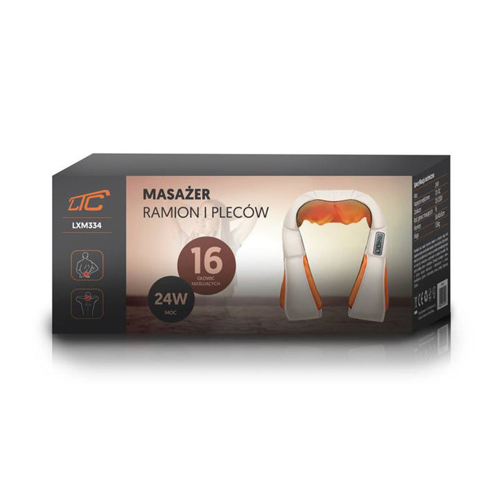 LTC Shiatsu 6D Schultermassagegerät, 3 Geschwindigkeiten, 5V, 24W, Heizfunktion, LED-Hintergrundbeleuchtung, rutschfeste Gurte