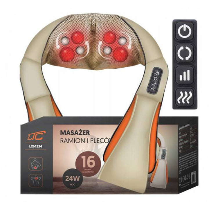 LTC Shiatsu 6D Schultermassagegerät, 3 Geschwindigkeiten, 5V, 24W, Heizfunktion, LED-Hintergrundbeleuchtung, rutschfeste Gurte