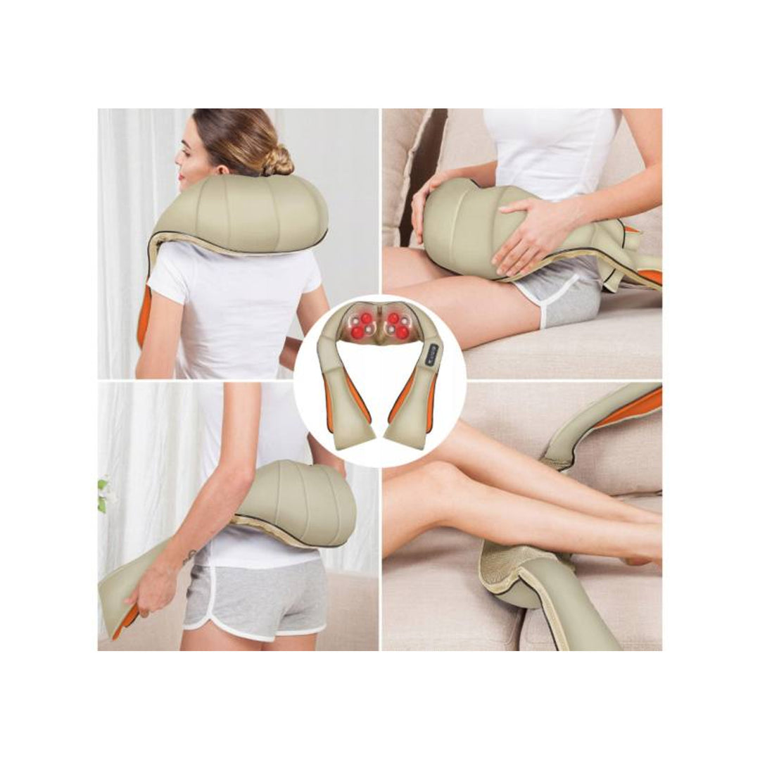 LTC Shiatsu 6D Schultermassagegerät, 3 Geschwindigkeiten, 5V, 24W, Heizfunktion, LED-Hintergrundbeleuchtung, rutschfeste Gurte