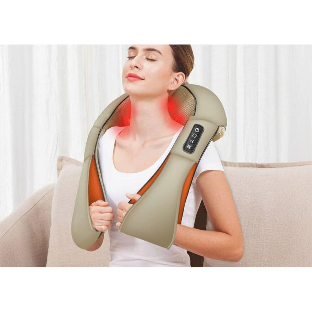 LTC Shiatsu 6D Schultermassagegerät, 3 Geschwindigkeiten, 5V, 24W, Heizfunktion, LED-Hintergrundbeleuchtung, rutschfeste Gurte