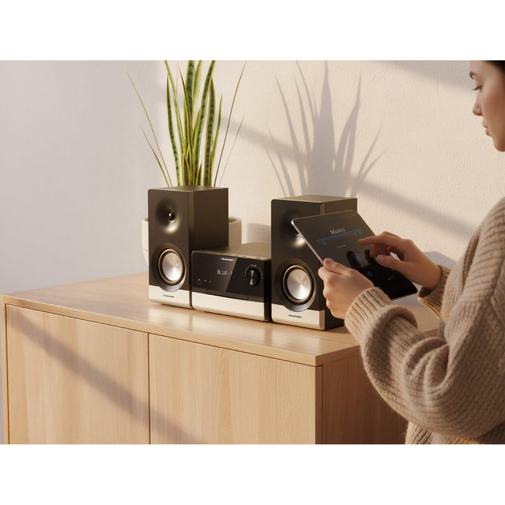 Blaupunkt Micrófono, CD, USB, radio FM, Bluetooth, mando a distancia, reloj con función de alarma, MS40.2BT