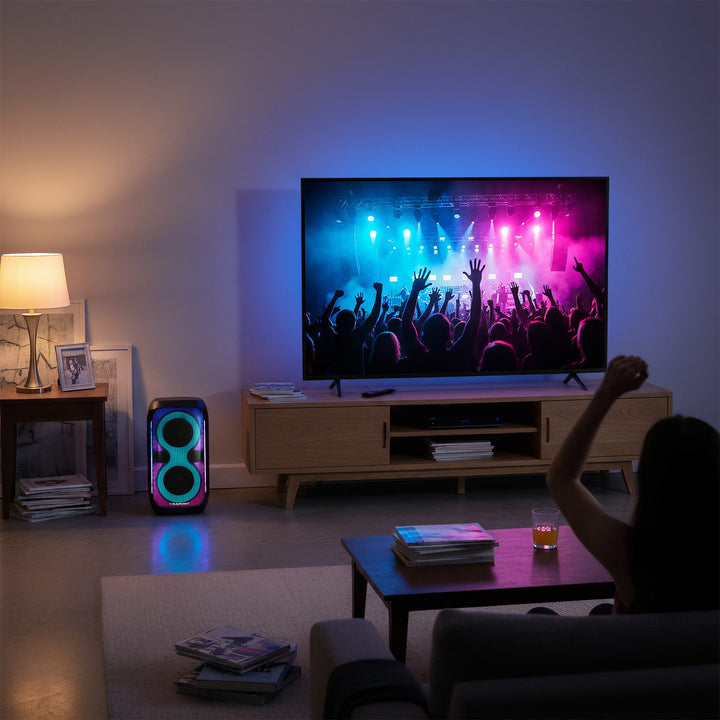 Blaupunkt Party Box Altavoz, iluminación LED, Bluetooth, USB y AUX, radio FM, función karaoke, mando a distancia, autonomía de la batería hasta 18h, PB60X