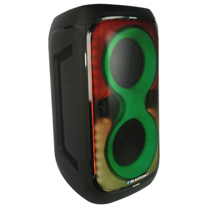 Blaupunkt Party Box Altavoz, iluminación LED, Bluetooth, USB y AUX, radio FM, función karaoke, mando a distancia, autonomía de la batería hasta 18h, PB60X
