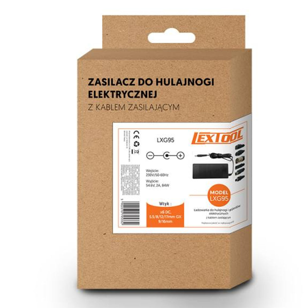 Cargador universal Lextool para scooters y vehículos eléctricos, 54,6V 2A, 6 enchufes DC, LXG95