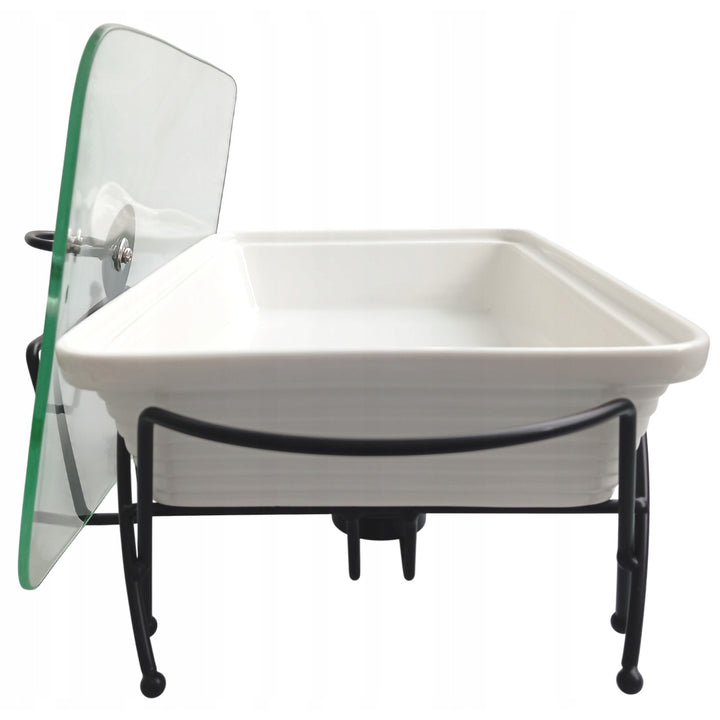 Maestro ceramic food warmer, rectangular, white color, capacity 1.7L, can be used in the oven, rack and lid with handle included, MR-11362-73