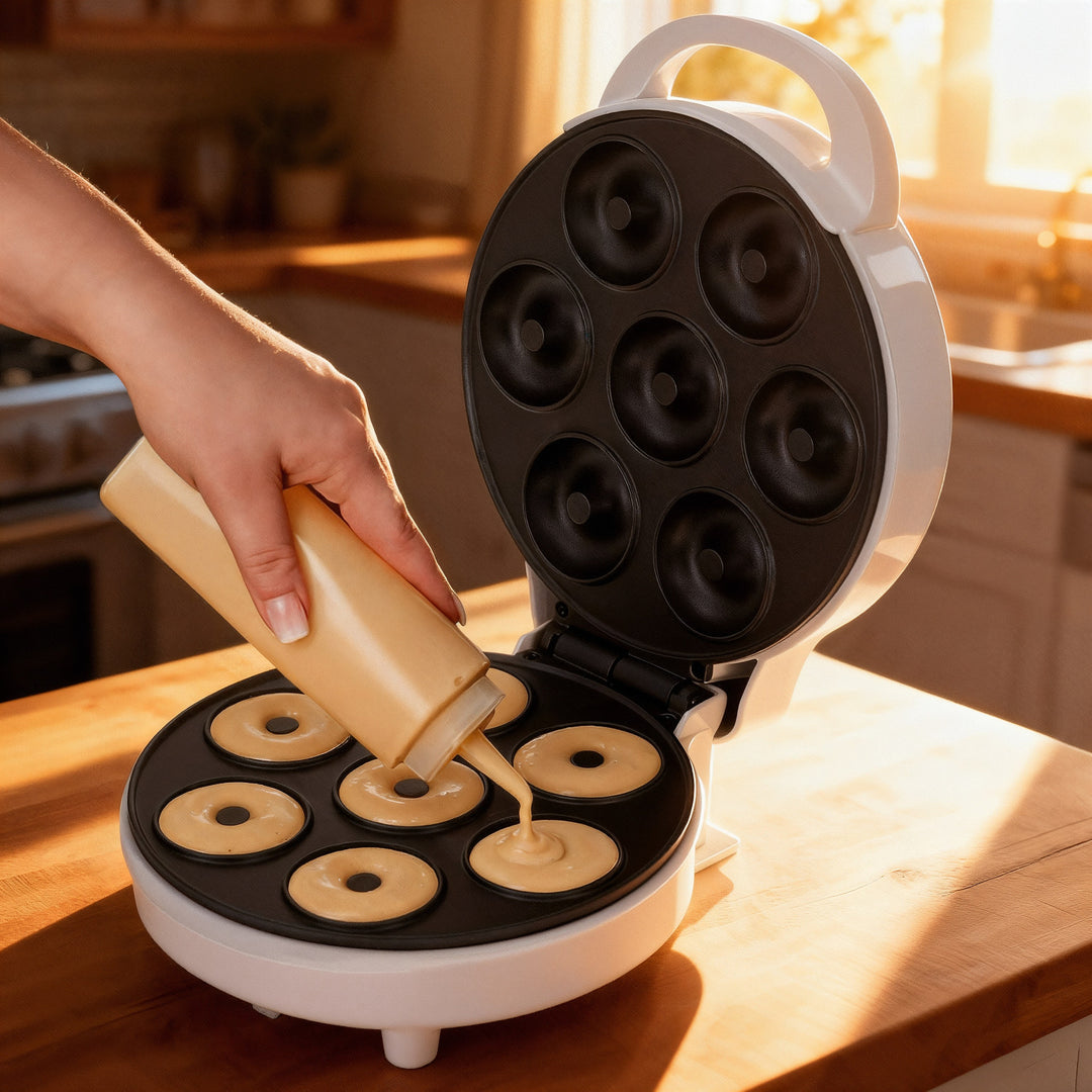 Krapfenmaschine Adler, für 7 Krapfen, Antihaftbeschichtung, weiß, 1500W, AD 3075