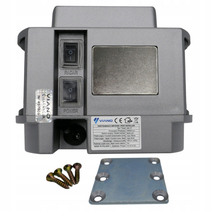 Nagetierabwehr, Marderabwehr, Mäuseabwehr Viano, Ultraschallgenerator, Stroboskopplatte, drei Lautsprecher, Trio-Strob